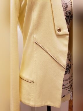 Elegant Laura Mellow Yellow Open Front Blazer From Vex Collection by Laura